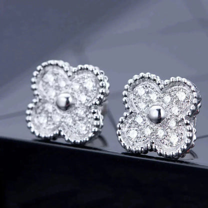 [Kincade Jewelrys]CLOVER 1 MOTIFS DIAMOND STUD EARRINGS SILVER