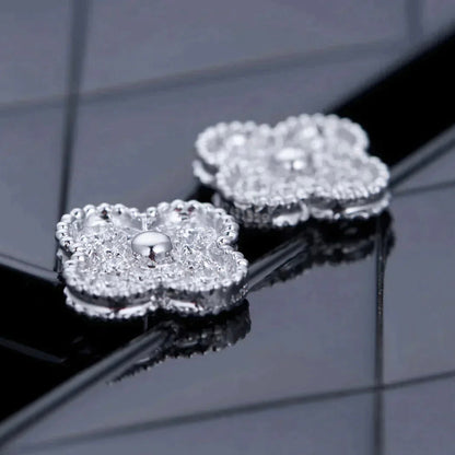 [Kincade Jewelrys]CLOVER 1 MOTIFS DIAMOND STUD EARRINGS SILVER
