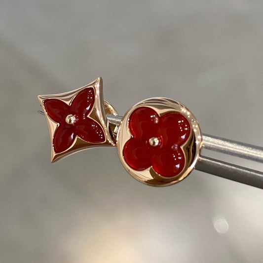 [Kincade Jewelrys]STAR AND SUN PINK GOLD CARNELIAN STUD EARRINGS