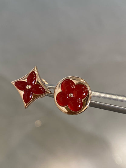 [Kincade Jewelrys]STAR AND SUN PINK GOLD CARNELIAN STUD EARRINGS