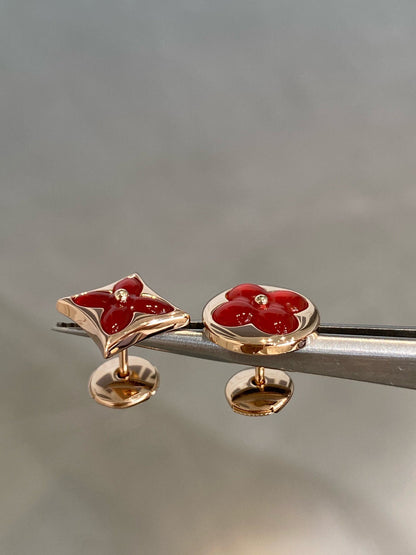 [Kincade Jewelrys]STAR AND SUN PINK GOLD CARNELIAN STUD EARRINGS