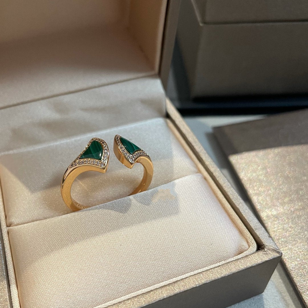 [Kincade Jewelrys]DREAM MALACHITE DIAMOND OPEN RING