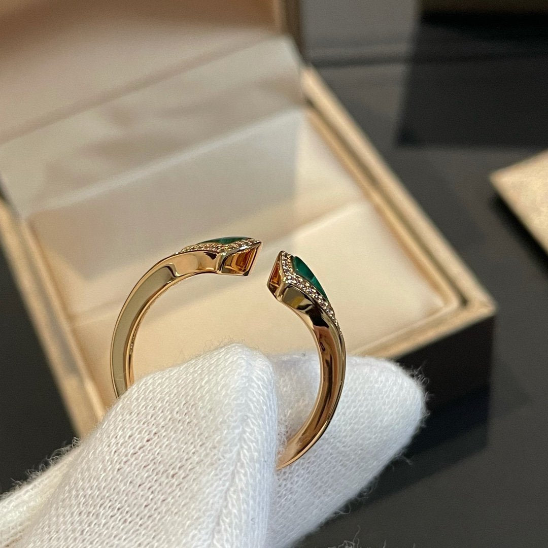 [Kincade Jewelrys]DREAM MALACHITE DIAMOND OPEN RING