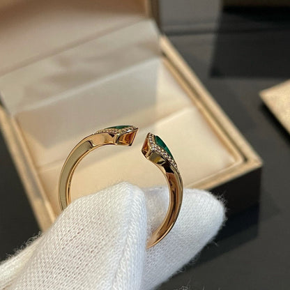 [Kincade Jewelrys]DREAM MALACHITE DIAMOND OPEN RING