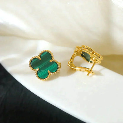 [Kincade Jewelrys]CLOVER MEDIUM 1 MOTIFS MALACHITE  EARRINGS