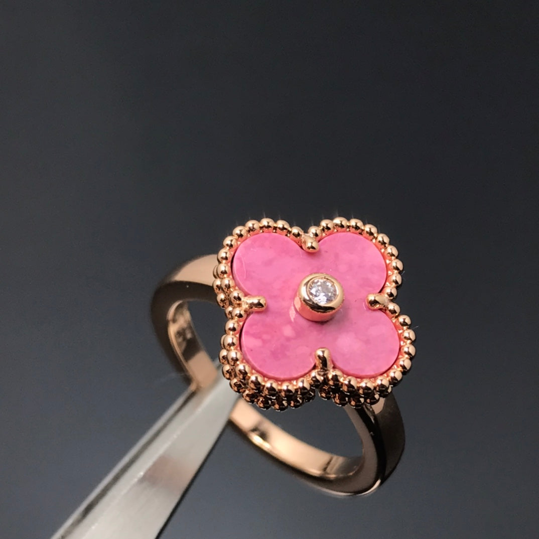 [Kincade Jewelrys]CLOVER RHODONITE ROSE GOLD RING