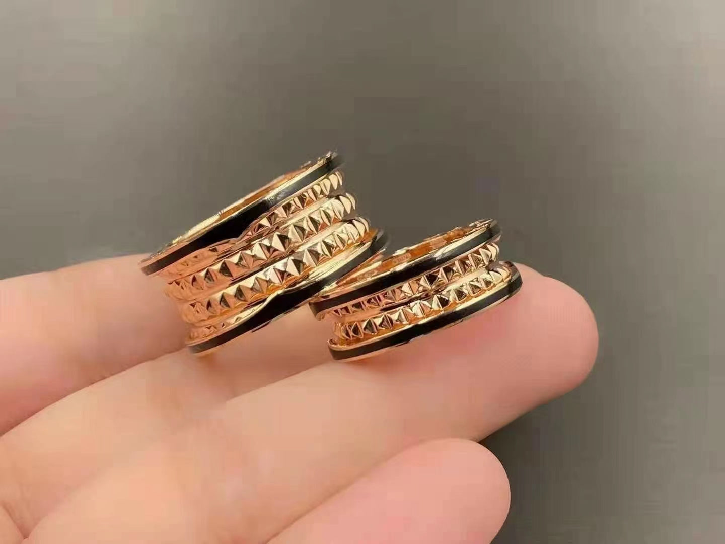 [Kincade Jewelrys]ZERO 1 ROCK BLACK CERAMIC PINK GOLD LARGE MODEL