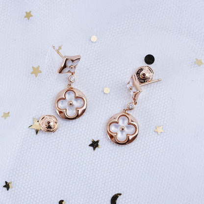 [Kincade Jewelrys]STAR AND SUN PINK GOLD MOP DROP EARRINGS
