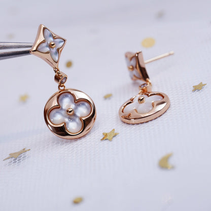 [Kincade Jewelrys]STAR AND SUN PINK GOLD MOP DROP EARRINGS