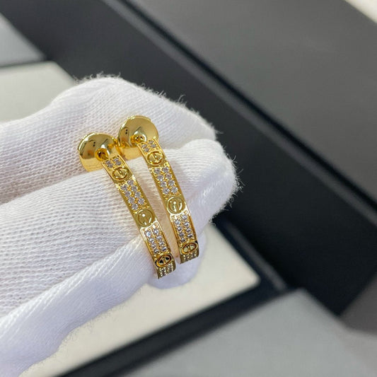 [Kincade Jewelrys]LOVE DIAMOND GOLD HOOP EARRINGS