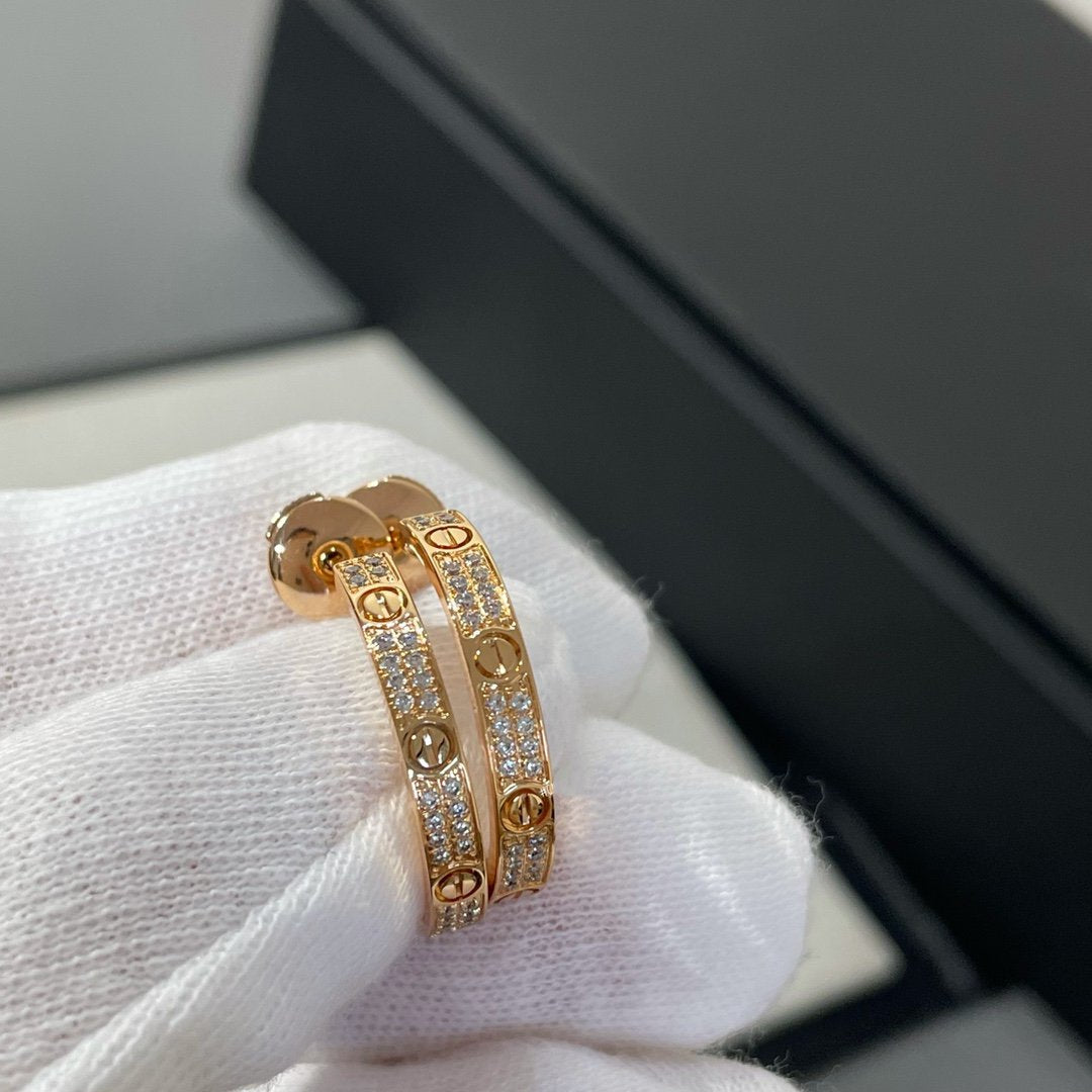 [Kincade Jewelrys]LOVE DIAMOND PINK GOLD HOOP EARRINGS