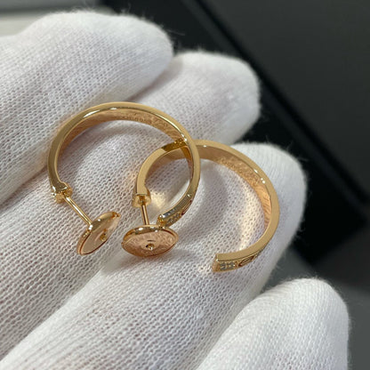 [Kincade Jewelrys]LOVE DIAMOND PINK GOLD HOOP EARRINGS