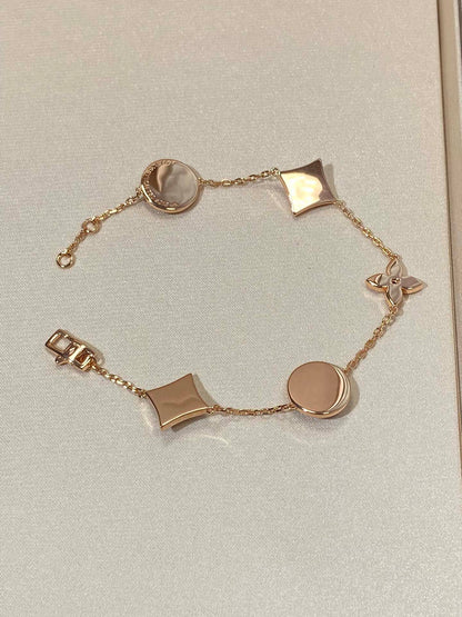 [Kincade Jewelrys]STAR AND SUN 5 MOTIF MOP PINK GOLD BRACELET