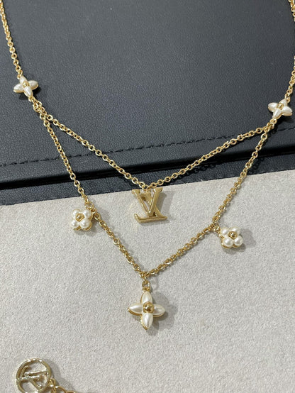 [Kincade Jewelrys]FLOWERGRAM GOLD MOP DOUBLE ROW NECKLACE