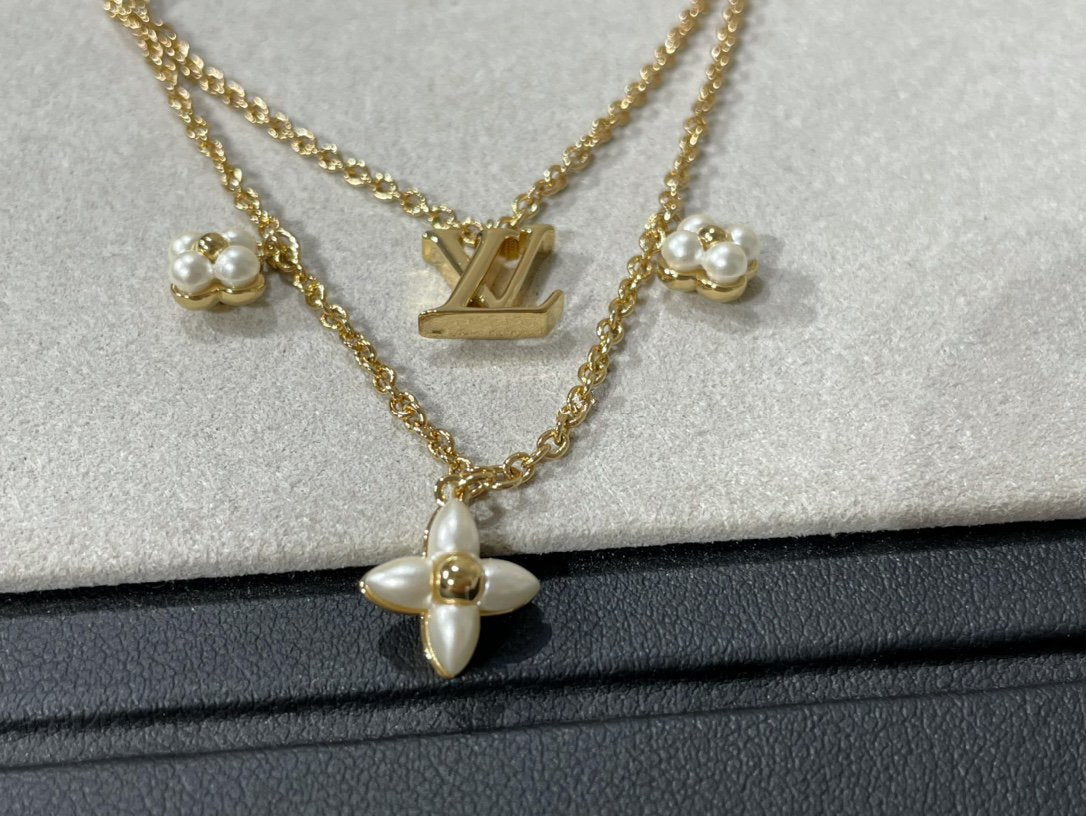 [Kincade Jewelrys]FLOWERGRAM GOLD MOP DOUBLE ROW NECKLACE