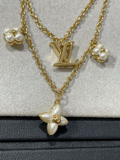 [Kincade Jewelrys]FLOWERGRAM GOLD MOP DOUBLE ROW NECKLACE