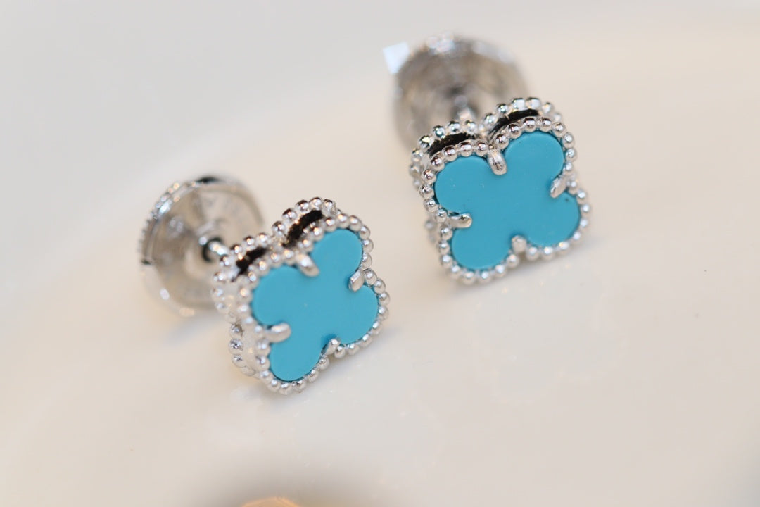 [Kincade Jewelrys]CLOVER MINI TURQUOISE SILVER STUD EARRINGS