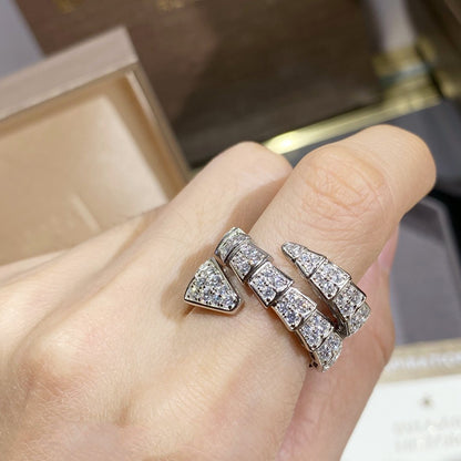 [Kincade Jewelrys]SERPENTI DOUBLE RING SILVER DIAMOND PAVED