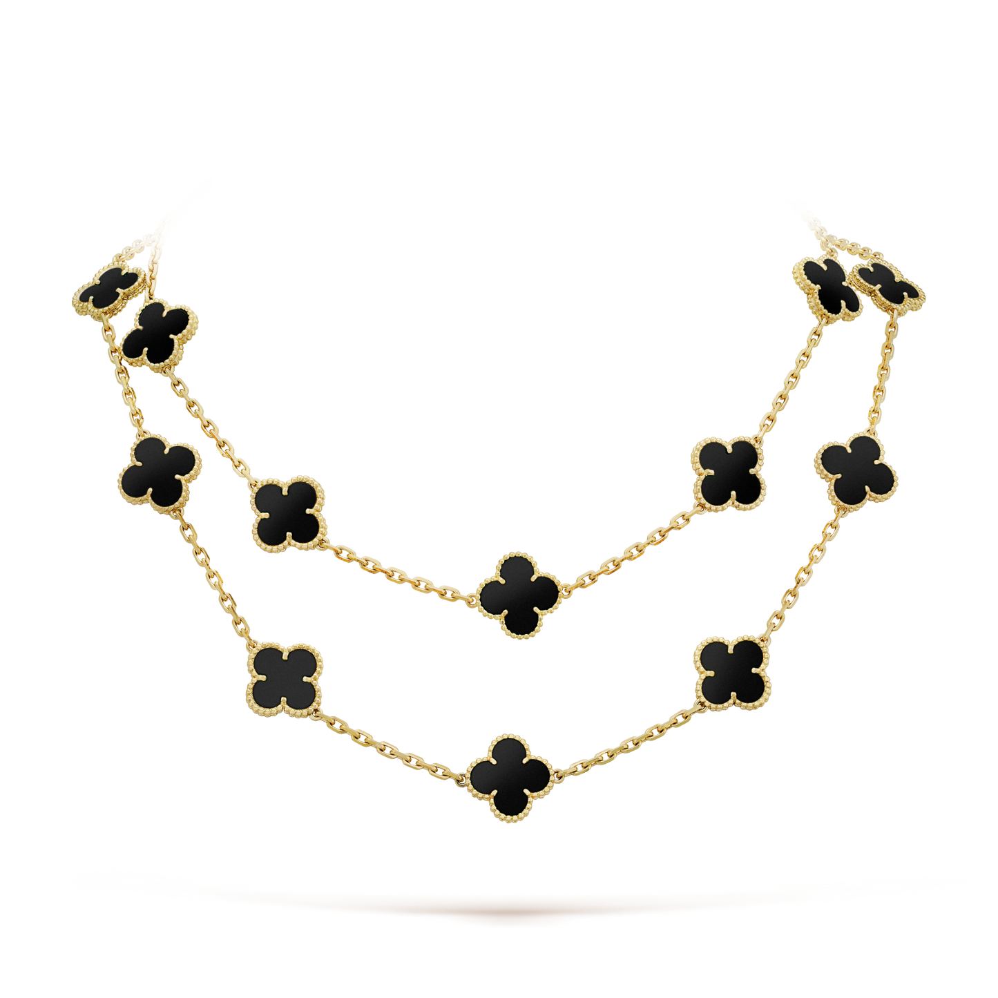 [Kincade Jewelrys]CLOVER 20 MOTIFS ONYX NECKLACE