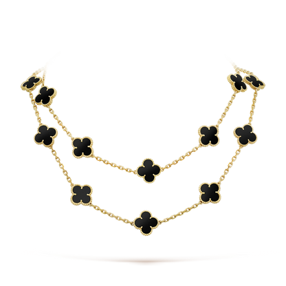 [Kincade Jewelrys]CLOVER 20 MOTIFS ONYX NECKLACE