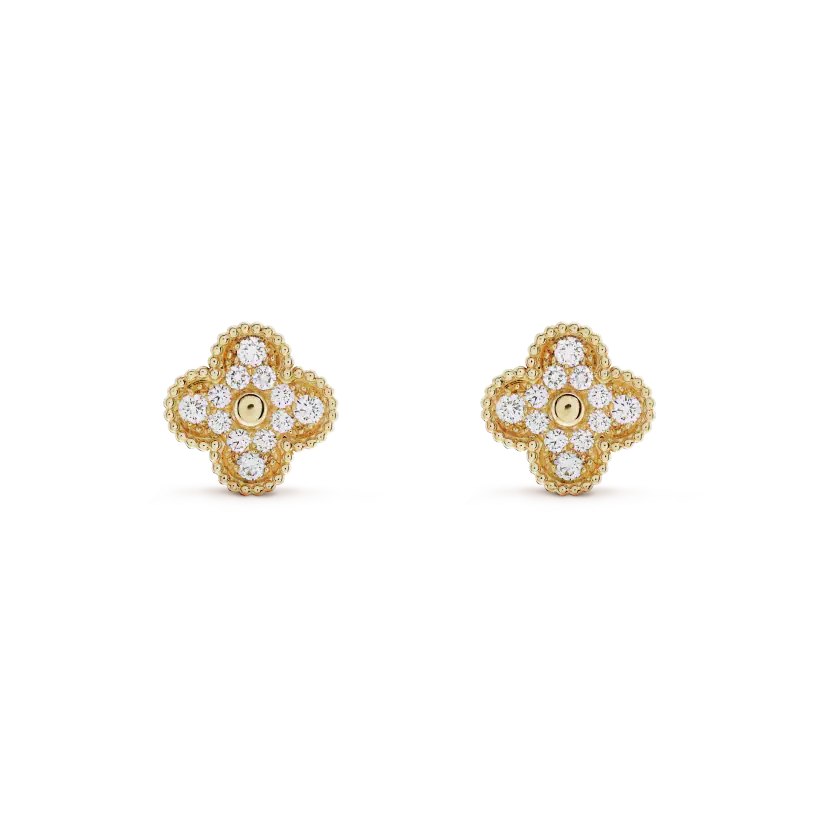 [Kincade Jewelrys]CLOVER MEDIUM 1 MOTIFS FUll DIAMOND EARRINGS