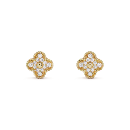 [Kincade Jewelrys]CLOVER MEDIUM 1 MOTIFS FUll DIAMOND EARRINGS