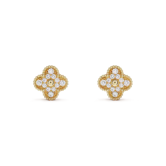 [Kincade Jewelrys]CLOVER MEDIUM 1 MOTIFS FUll DIAMOND EARRINGS
