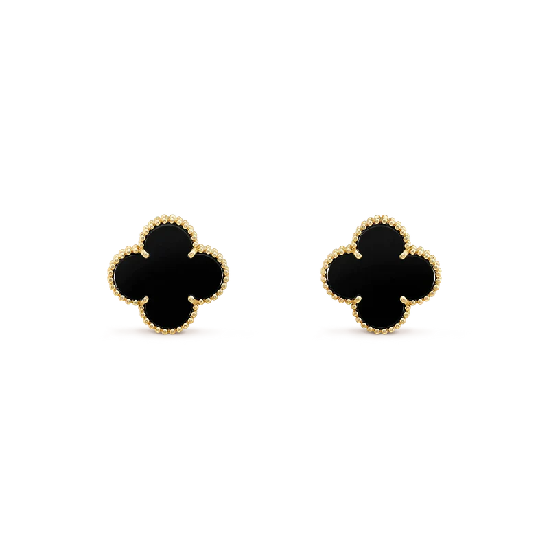 [Kincade Jewelrys]CLOVER MEDIUM 1 MOTIFS  ONYX STUD EARRINGS