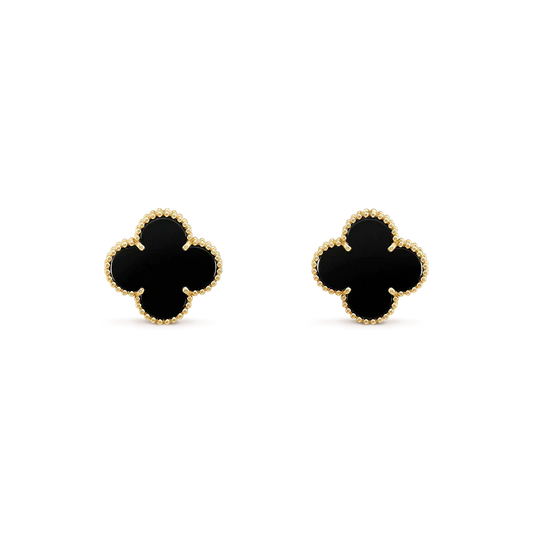 [Kincade Jewelrys]CLOVER MEDIUM 1 MOTIFS  ONYX STUD EARRINGS