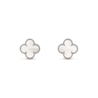 [Kincade Jewelrys]CLOVER MEDIUM 1 MOTIFS  WHITE MOP EARRINGS SILVER
