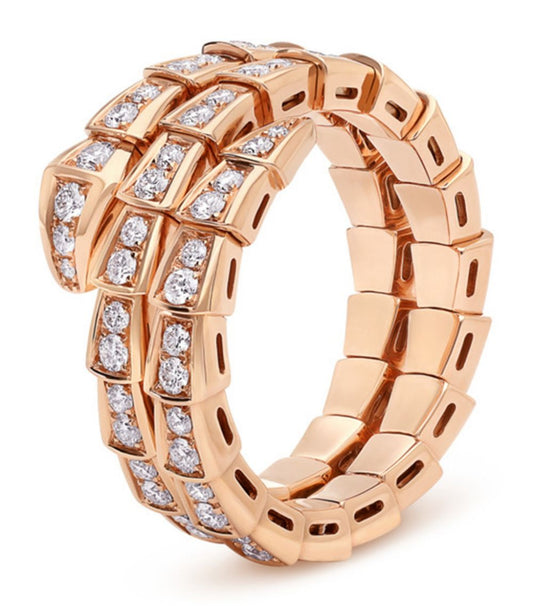 [Kincade Jewelrys]SERPENTI RING PINK GOLD DIAMOND DOUBLE ROW