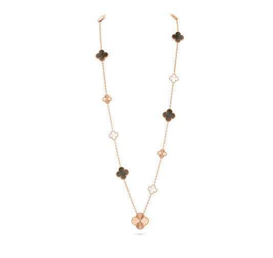 [Kincade Jewelrys]CLOVER 16 MOTIF GREY MOP GOLD NECKLACE