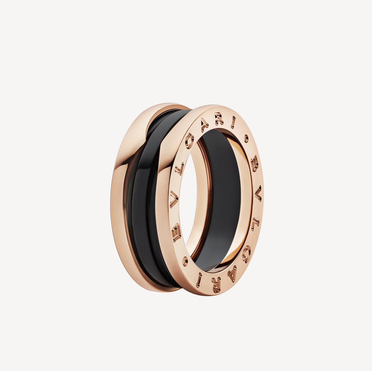 [Kincade Jewelrys]ZERO 1 TWO-BAND LOOPS AND BLACK CERAMIC PINK GOLD RING