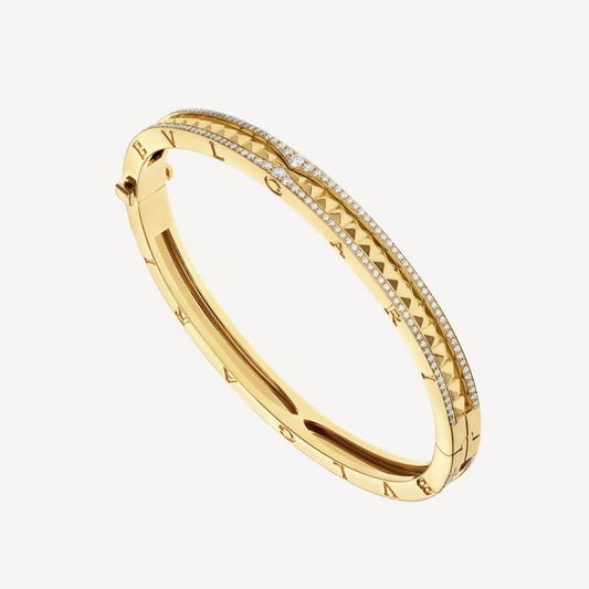 [Kincade Jewelrys]ZERO 1 SPIRAL AND PAVED DIAMOND GOLD BRACELET