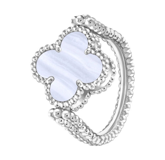 [Kincade Jewelrys]CLOVER RIVERSIBLE PURPLE CHALCEDONY RING
