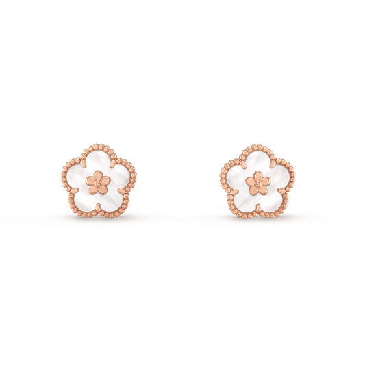 [Kincade Jewelrys]LUCKY PINK GOLD WHITE MOP EARRINGS