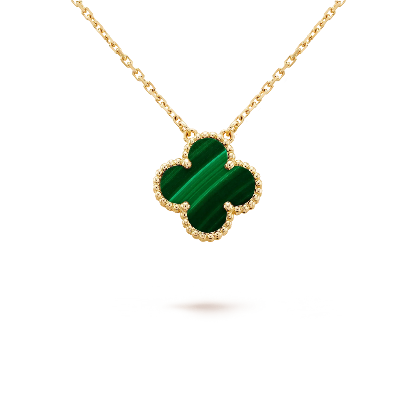 [Kincade Jewelrys]CLOVER 15MM MALACHITE SINGLE FLOWER  NECKLACE