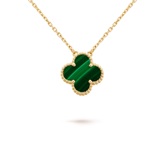 [Kincade Jewelrys]CLOVER 15MM MALACHITE SINGLE FLOWER  NECKLACE