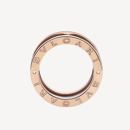 [Kincade Jewelrys]ZERO 1 FOUR-BAND LOOPS AND BLACK CERAMIC SPIRAL PINK GOLD RING