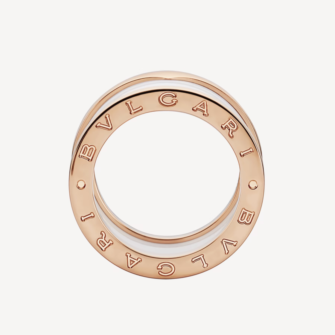 [Kincade Jewelrys]ZERO 1 FOUR-BAND LOOPS AND WHITE CERAMIC SPIRAL PINK GOLD RING