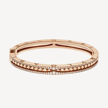 [Kincade Jewelrys]ZERO 1 SPIRAL AND PAVED DIAMOND PINK GOLD BRACELET