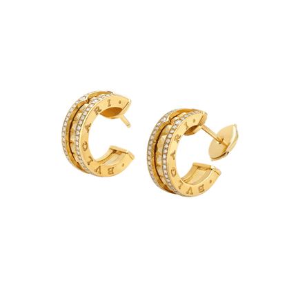 [Kincade Jewelrys]ZERO 1 ROCK GOLD EARRINGS WITH STUDDED SPIRAL AND PAVED DIAMONDS