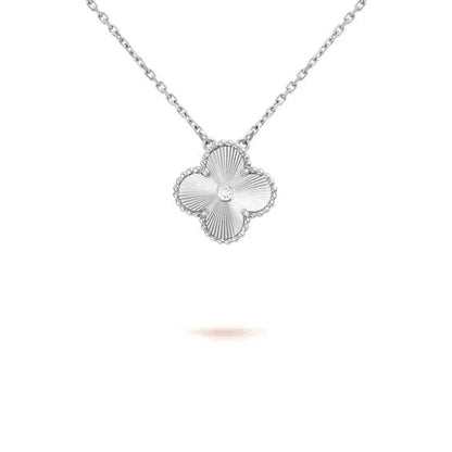 [Kincade Jewelrys]CLOVER  15MM DIAMOND LASER NECKLACE SILVER