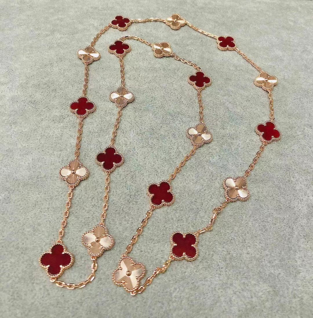 [Kincade Jewelrys]CLOVER 20 MOTIFS CARNELIAN GOLD NECKLACE