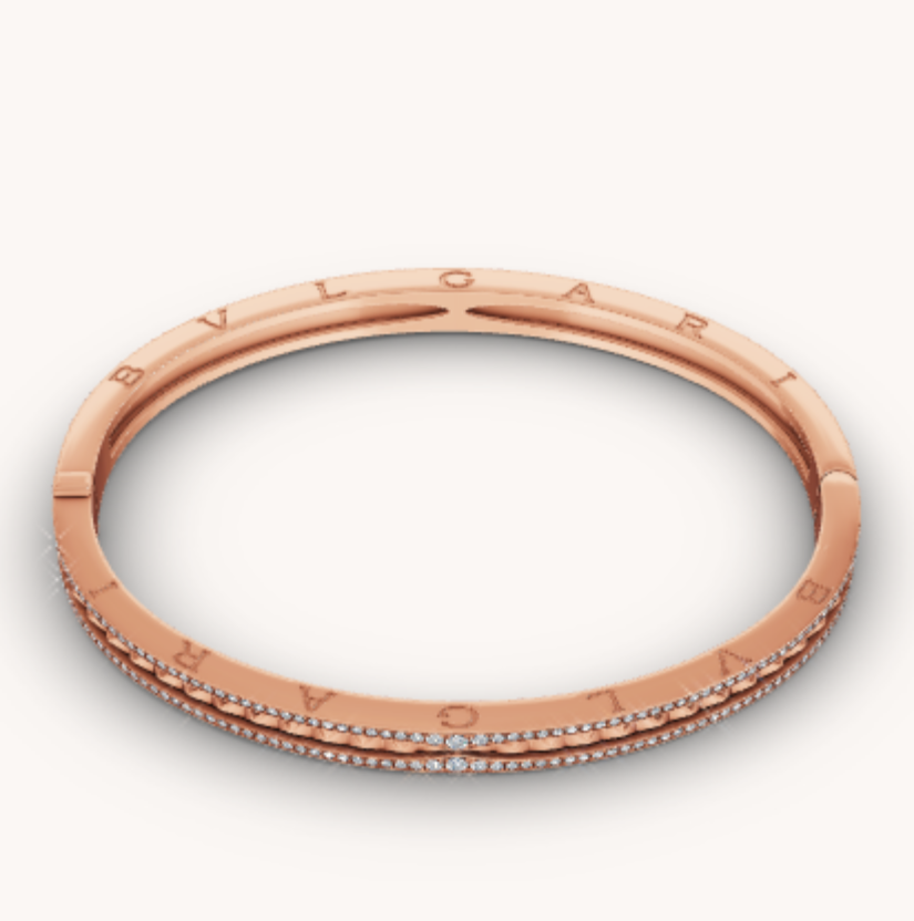 [Kincade Jewelrys]ZERO 1 SPIRAL AND PAVED DIAMOND PINK GOLD BRACELET