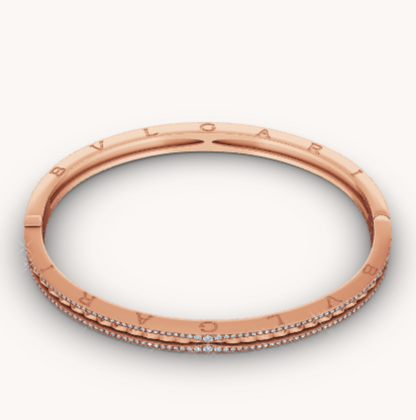 [Kincade Jewelrys]ZERO 1 SPIRAL AND PAVED DIAMOND PINK GOLD BRACELET