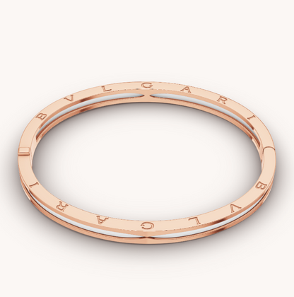 [Kincade Jewelrys]ZERO 1 PINK GOLD WITH WHITE CERAMIC BRACELET