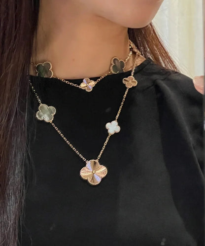 [Kincade Jewelrys]CLOVER 16 MOTIF GREY MOP GOLD NECKLACE