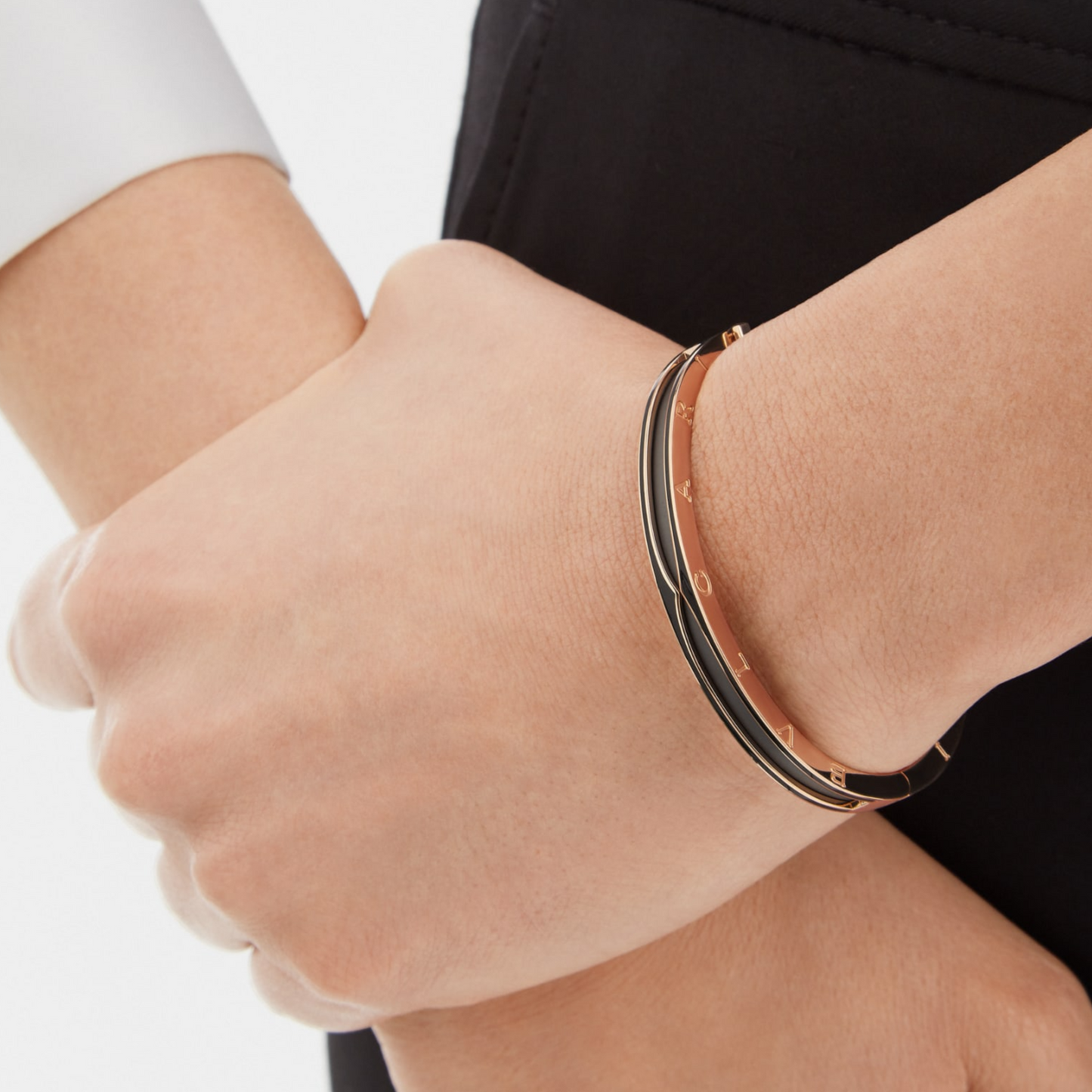 [Kincade Jewelrys]ZERO 1 PINK GOLD WITH MATTE BLACK CERAMIC BRACELET