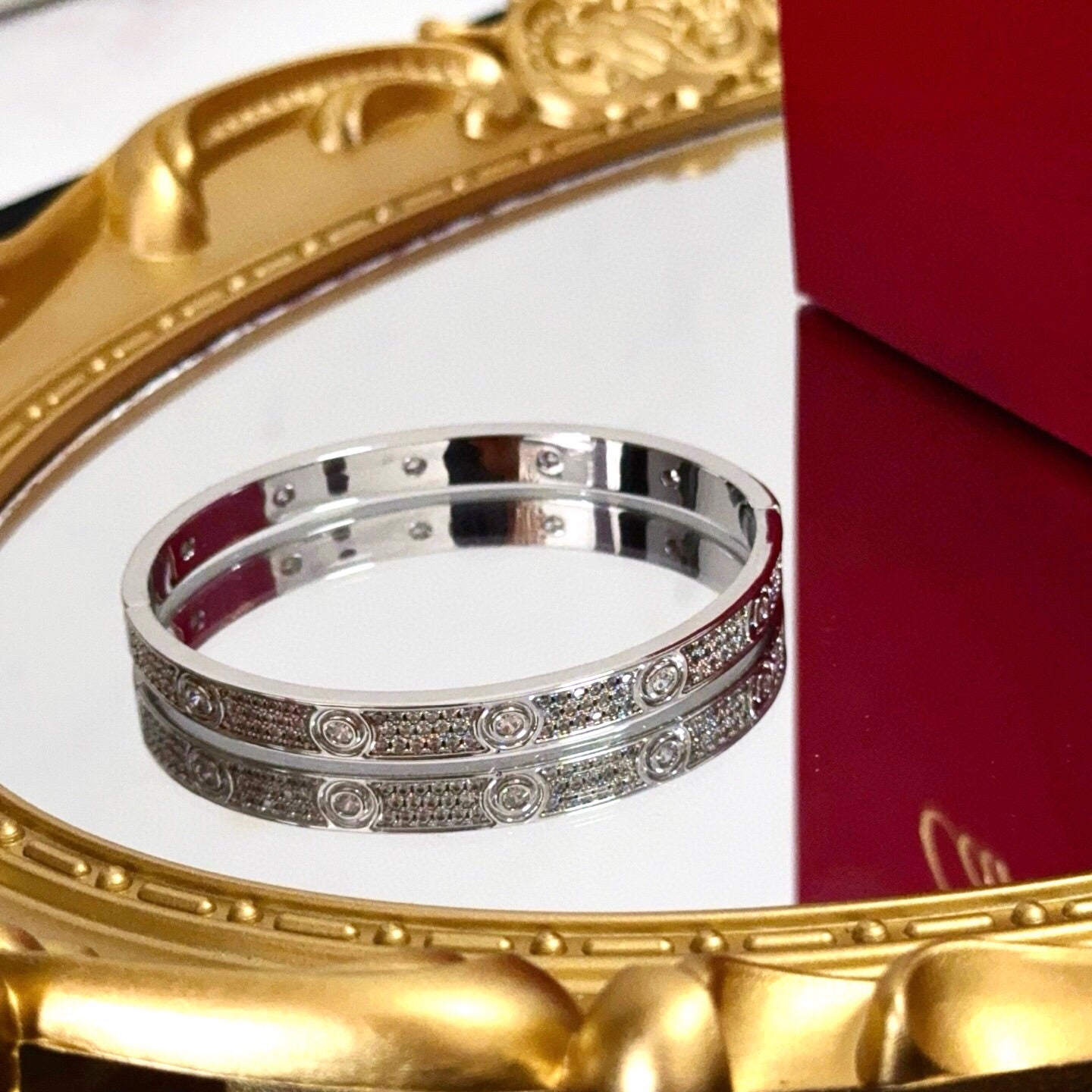 [Kincade Jewelrys]LOVE BRACELET 6.1MM DIAMOND-PAVED 10 BIG DIAMONDS